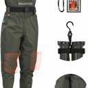HUNTSEN Fishing Waders for Men Women - 2-Ply Nylon/PVC Waterproof Hunting Chest Waders with Boot Hanger&Phone Case, Size: Men's 12 (Green)