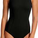 Idgreatim 9-16Y Teen Girls Athletic One Piece Swimsuit Racerback Modest Bathing Suit with Detachable Padded, size: 10Y