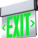Green Led Edge Lit Exit Sign UL Listed, Brushed Aluminum Housing Double-Sides Mirrored Acrylic Emergency Exit Signs with Battery Backup, AC 120-347V Hardwired Exit Lights, Top/Side/Wall Mount (1 Pack)