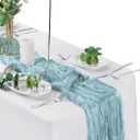 6 Pack Cheesecloth Table Runner 9ft,17 x 108 inch Gauze Table Runner Rustic Romantic Wedding Runner for Wedding Bridal Shower Fall Decoration,Light Blue