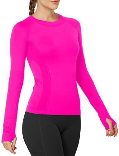 MathCat Workout Shirts for Women Long Sleeve, Workout Tops for Women, Quick Dry Gym Athletic Tops，Seamless Yoga Shirts, XL