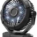 Gaiatop Portable Camping Fan with LED Lantern, Power Display 360° Head Rotation, Hanging Hook for Tent, 3 Speed Quiet Rechargeable, 4000mAh Battery Operated USB Fans for Indoor Outdoor Travel Black