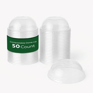Restaurantware LIDS ONLY: Sustain 3.5 Inch Cold Cup Lids 25 Disposable Dome Lids For Cups - Cups Sold Separately Fits 9 12 16 20 And 22 Ounce Cups Clear PLA Plastic Lids Built-in Straw Hole