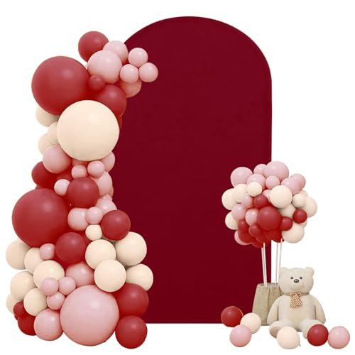 6.6FT Spandex Fitted Wedding Arch Cover Round Top Stand Covers Double-Side Chiara Cover Backdrop Cover for Wedding Birthday Party Ceremony Baby Shower Decoration(Burgundy)