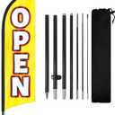 Open Feather Flag with Pole and Ground Stake, 8FT Swooper Advertising Banner Sign for Business Storefronts, Shops Outdoor Promotions