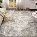 Square Area Rugs : Washable 8x8 Neutral Modern Abstract Carpet for Living Room Bedroom - Soft Floor Mat with Non Slip Backing for Kitchen Nursery Dorms Farmhouse Home Decor - Brown Grey