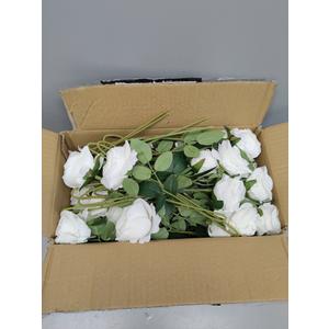 Hananona 50 Pcs Artificial Roses in Bulk, Fake Velvet Silk White Roses Realistic White Roses for Wedding Centerpieces Flower Arrangement Home Decor (50, White)