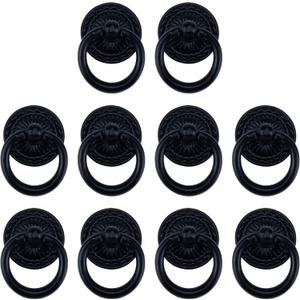 MY MIRONEY 10 Pack Vintage Cabinet Handles, Black Ring Drawer Pulls, Zinc Alloy Hardware Knobs with Screws for Kitchen, Dresser, Cabinet