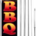 BBQ PULLED PORK Windless Feather Swooper Flag 15 Feet Tall Large Pole Kit Banner Sign, kb-h