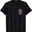 Polynesian South Pacific Tiki Idol Front Back Edition T-Shirt (Small, Black)