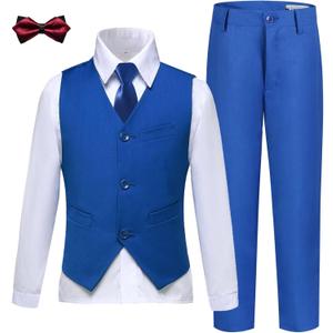 Boys Suits Slim Fit Toddler Tuxedo Suit Set for Teen Boys Communion Dress Clothes Kids Wedding Ring Bearer Outfit, 16 Years, Royal Blue