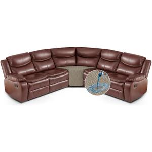 KinCam Waterproof Recliner Sectional Couch Covers, Oversized Reclining Sofa Covers for L Shape Couch, Non Slip Couch Cover for Sofa Washable Slipcover (1 Seat Corner Cover, Khaki)