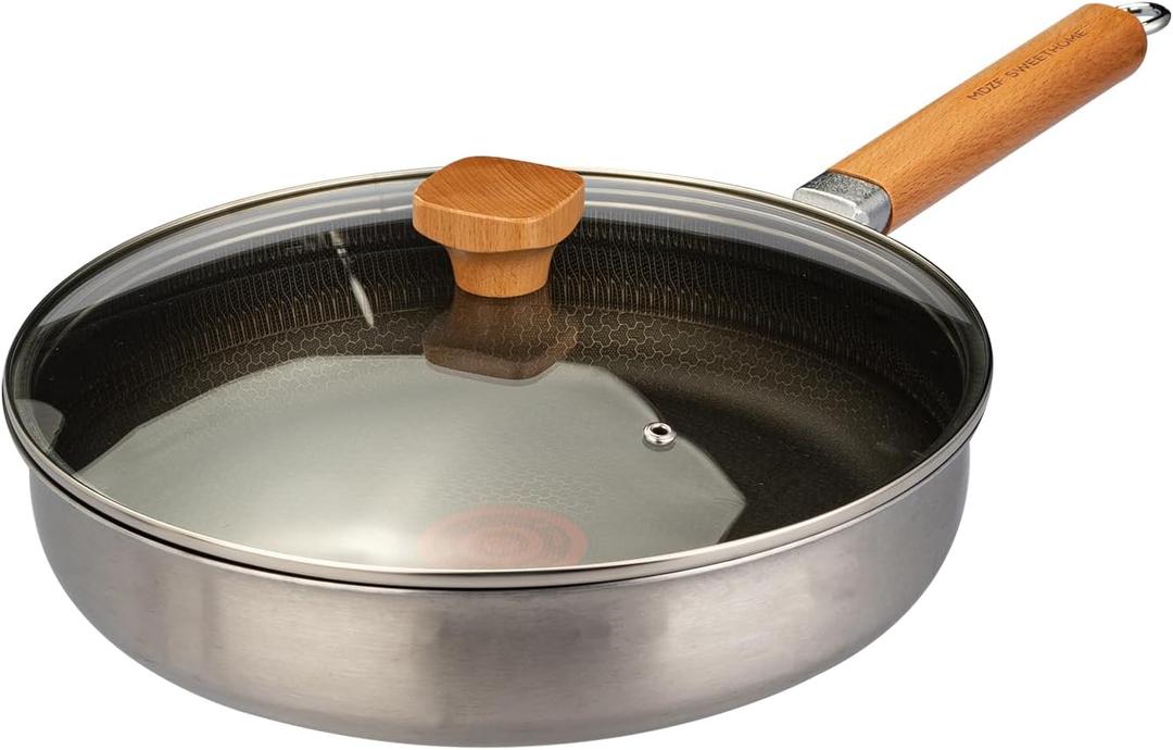 10 inch Titanium Nonstick Frying Pan – Honeycomb Surface with Red Heat Indicator, Scratch Resistant Skillet, Induction Compatible, PFOA-Free Cookware