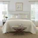 Laura Ashley - Felicity Collection - Quilt Set - 100% Cotton, Reversible, All Season Bedding with Matching Sham(s), Pre-Washed for Added Softness, King, Ivory