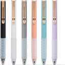 AZGO Ballpoint Pens Black Retractable Ink Writing Pen Office 0.7mm Ball Point Pen for Journaling (Gold 6-count)