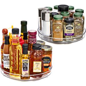 Sorbus 9 Inch Flat Clear Lazy Susan Organizer, Turntable Organizer for Spice Organization for Cabinet, Lazy Susan Turntable for Kitchen, Home, Office, Closet, Laundry Room Organization (2-Pack)