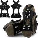 Crampons Ice Cleats for Shoes and Boots, Traction Cleats Ice Snow Grips with 10 Stainless Steel Spikes, Winter Outdoor Anti-Slip Crampon for Walking, Fishing, Climbing and Hiking (Small)