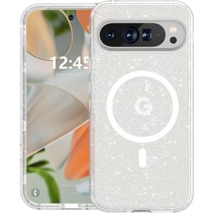 ANNSD for Google Pixel 9/Pixel 9 Pro Case 5G, Magnetic Shockproof Cover, Translucent Protective for Google 9/9 Pro Case(Clear Bling)