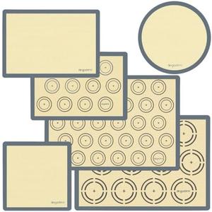 Silicone Baking Mat Set of 6, Non-Stick & Easy Clean Food Grade Reusable Baking Mat, Silicon Baking Mats Oven Liner Sheet, Round & Square Cake Mat, Pastry Board Rolling Dough Mats for Macaron Cookie