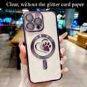 for iPhone 15 Pro Max Case, Glitter Clear Cute Paw Love Heart, Compatible with MagSafe, Strong Magnetic Full Camera Lens Protection Cover, Soft Slim Bling Phone Case 6.7" - Purple