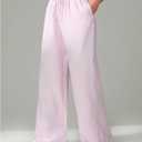 Verdusa Women's Straight Leg Pants Drawstring High Waisted Casual Loose Trousers with Pockets (Pink, M)