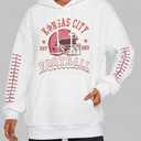 BANGELY Game Day Hoodie Women Football Graphic Sweatshirt Football Team Fan Pullover Football Season Waffle Knit Weekend Tops (Small, White)