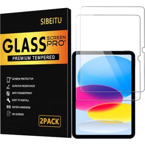 SIBEITU 2 Pack Screen Protector for iPad 11th A16 2025 & 10th Generation 10.9 Inch 2022, HD Clear 9H Hardness Tempered Glass Film Compatible with iPad 11/10 Gen, Scratch Resistent, Touch Sensitive