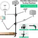 Webcam Stand Camera Desk Mount with Phone Holder & 5/8" Screw - 22" Flexible Projector Stand Gooseneck Desk Mic Stand for Logitech C922 C930e C920 C615 C960 Brio 4K, GoPro, Blue Yeti Snowball Ice