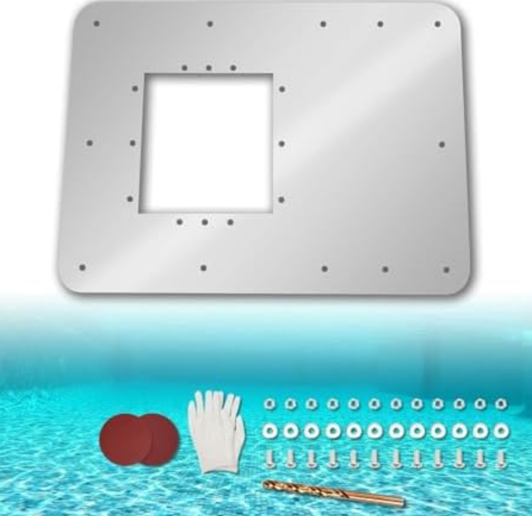ZAIGANMA 17 X 12 1/2 in Pool Wall Repair Panel, Wide Mouth Above Ground Pool Skimmer Wall Water Return Repair Kit, Repair Rusted Pool Wall, Replace Hayward SP1091LX, SP2094, 1094SPA, Hydrotools 8940