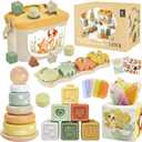 Baby Toys for 6-12 Months, Montessori Toys for Babies 6 Months+ | Shape Sorter, Stacking Rings, Sensory Baby Blocks, Educational Montessori Toys for 6+ Months, Neutral Baby Birthday Gift Set