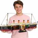 Zylvoxia Titanic Building Set, 2288 Pcs Titanic Big Ship Model Block Set with Glacier and Glowing Light Strip, Giant Ship Building Model Set for Adults and Kids