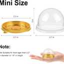 Zezzxu 100 Pack Mini Cake Containers, Clear Plastic Small Cupcake Boxes with Dome Lids for Individual Chocolate Covered Cookies, Strawberry, Mooncake (Gold)