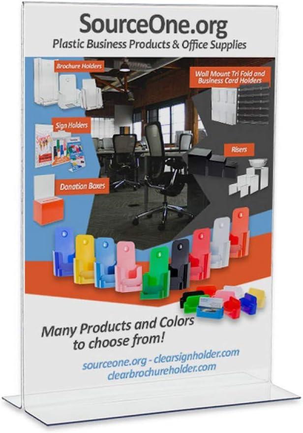 SOURCE ONE Large Upright 11 w. x 17 t. Premium Clear Acrylic Sign Holder Bottom Loading (5 Pack)