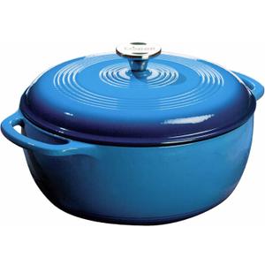 Lodge Essential Enamel Cast Iron Dutch Oven 6 Quarts - Perfect for Bread Baking, Braising, Marinating & Slow Cooking, Features Moisture-Sealing Lid & Dual Handles, Kitchen Essentials, Caribbean Blue
