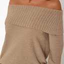 Okiwam Womens Off The Shoulder Sweater Casual Loose Knitted Long Sleeve Pullover Fall Outfits Spring Fashion Clothes 2026 (Brown), M