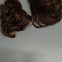 SARLA 2PCS Messy Hair Bun Hair Pieces Wavy Curly Synthetic Updo Fake Scrunchies Ponytail Extension for Women Chocolate Multi