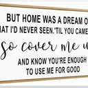But Home Was A Dream Sign Canvas Framed Wall Art,Family Love Quotes Sign Wall Decor for Home Bedroom,Housewarming Gifts Wedding Gift for Friends Couple, Size 31"×12"