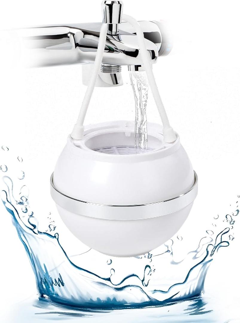 Bath Water Filter for Tub Faucet with Overflow, Up to 2,500 Gallons of Filtration, Removes Chlorine & Fluoride, Softens Hard Water, Improves Skin, Hair & Nail Health