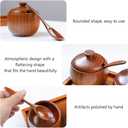 2 Pcs Wood Condiment Pot Spice Jars, Natural Wooden Sugar Bowl Pepper Seasoning Container Condiment Pot with Lid, Spoon and Tray for Herbs Salt Pepper Spices