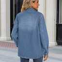 luvamia Jean Jackets for Women 2026 Fall Fashion Oversized Button Down Denim Jacket Western Shacket Jacket with Pockets (XXL)