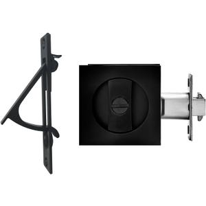 Pocket Door Lock with Edge Pull,Privacy Door Hardware Suitable for Bathroom Bedroom etc Recessed 2 Sided, 2 3/8" Backset, Invisible Hardware for 1 3/8 to 2 3/16 Thickness Door (Black+Edge Pull)