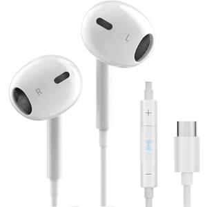 USB C Wired Headphones for iPhone 16/15, Wired Earbuds with Microphone & Volume Control, Ultra Clear Calls, HiFi Stereo