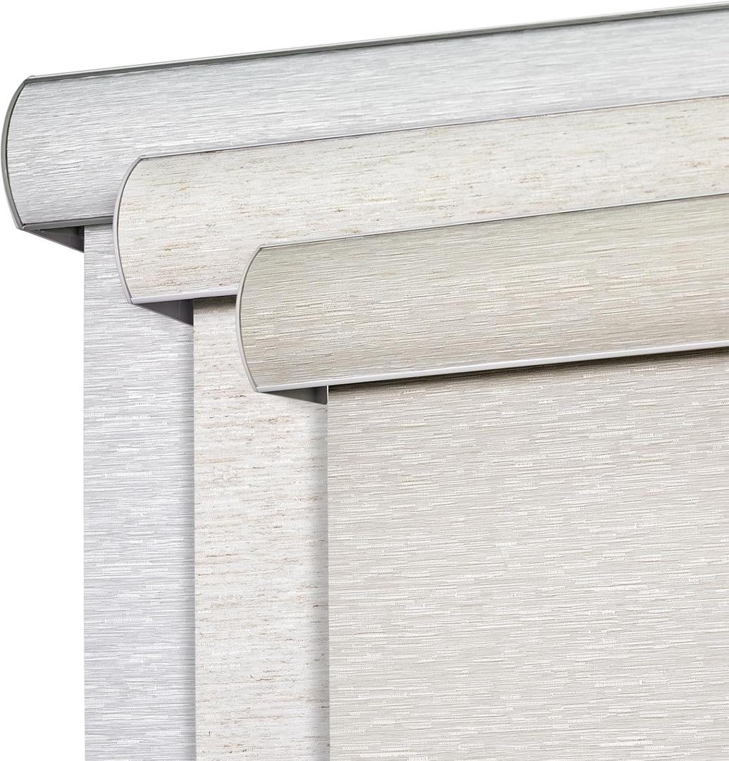 Joydeco Natural Woven Roller Shades for Indoor Windows, Cordless Blackout Blinds with Curved Valance, Thermal Insulated UV Protection Privacy Window Shades for Home and Office (Beige,24" W x 64" H)