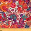 Feelyou Paisley Fabric by The Yard, Vintage Boho Paisley Floral Print Upholstery Fabric for Chairs,Bohemian Botanical Flower Exotic Red Indian Style Decorative Waterproof Outdoor Fabric, 5 Yards, (Multi 04)
