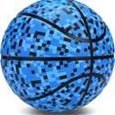 Official Rubber Basketball Outdoor Indoor Mens Basketball Ball Size 3/4/5/6/7 for Kids Youth Teen Boys and Girls Gift Ideas(Without Pump) (Blue)