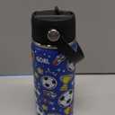 Soccer Gifts for Kids - 16 Oz Kids Water Bottle with Straw Lid, Stainless Steel Insulated Tumbler, Leak Proof, BPA-Free, for Girls, School, Travel - Soccer Lovers Children Birthday Gifts Cups(1pc)