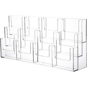 Kigley Acrylic Brochure Holder Pamphlet Brochure Display Stand, 3 Tier 12 Pockets Tabletop Greeting Card Display Clear Flyer Holder for Pamphlet, Document, Sign, Folders