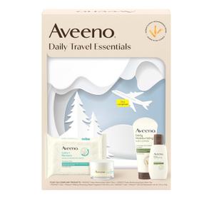 Aveeno Daily Travel Essentials Gift Set with Daily Moisturizing Lotion, Daily Moisturizing Body Wash, Calm + Restore Makeup Removing Wipes, & Calm + Restore Oat Gel Moisturizer, 4 items (4.5 Fl Oz (Pack of 4))