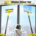 Window Squeegee with Extension Pole for Home, Professional Squeegee for Window Cleaning Tool Kit with Scrubber, 2 in 1 Rotatable Window Washing Kit for Car Glass Shower Indoor & Outdoor High Windows