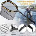 PLUSINNO Floating Fishing Net for Steelhead, Salmon, Fly, Kayak, Catfish, Bass, Trout Fishing, Rubber Coated Landing Net for Easy Catch & Release, Compact & Foldable for Easy Transportation & Storage (11.8/30cm Hoop Size Orange (Fixed Pole))